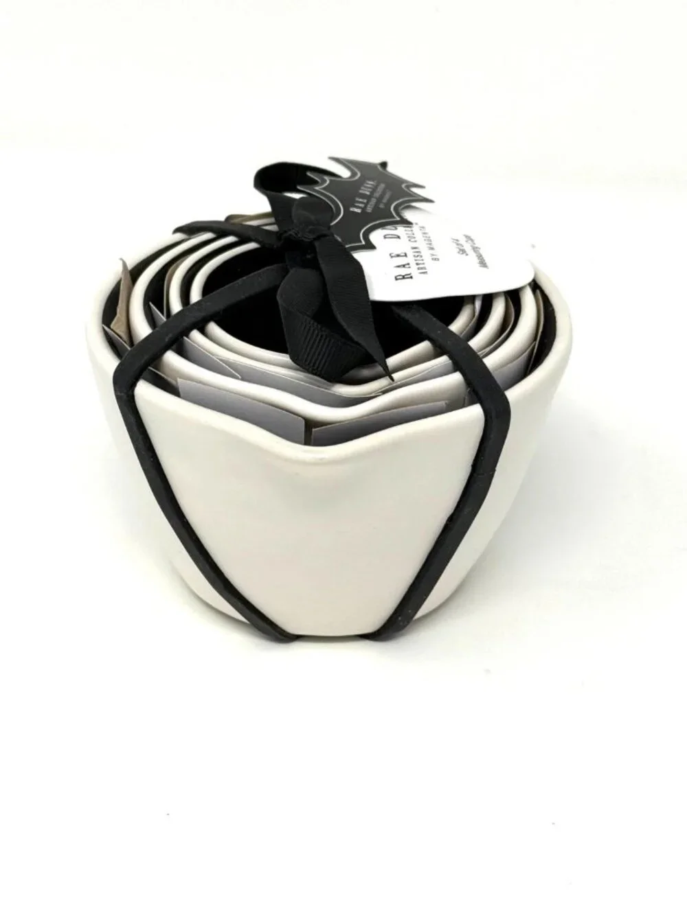Rae Dunn Halloween Ghost Measuring Cups White w Black interior 4 Piece Set NWT